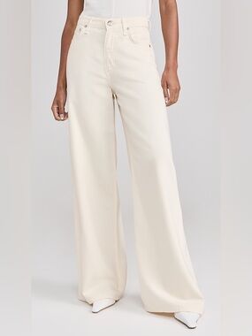 Rag & Bone || Sofie Wide Leg Jeans in Featherweight Denim Ecru Cream Ivory 30